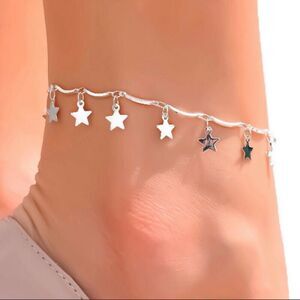 Silver STARS DANGLE‎ CHARM ADJUSTABLE ANKLET